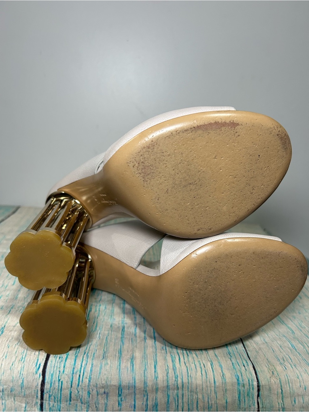Salvatore Ferragamo Being Abriola Flower Heel Woman Mules Size 8 1/2 C Italy - Picture 7 of 11